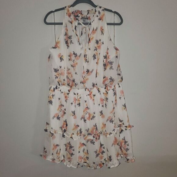 J FOR JUSTIFY CREAM CIRAL AND GRAY FLORAL PRINT DRESS SIZE 3X - Picture 1 of 6